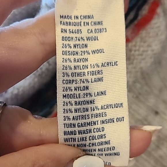 American eagle outfitters‎ wool blend tan, red and blue winter pattern sweater - Picture 5 of 6